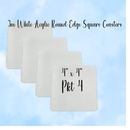 3mm White Acrylic Rounded Edge Square Coasters