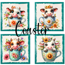 Sublimation Coaster Prints 4 Per Pkt 4"x4" - Teacup Cows