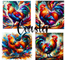 Sublimation Coaster Prints 4 Per Pkt 4"x4" - Colourful Roosters