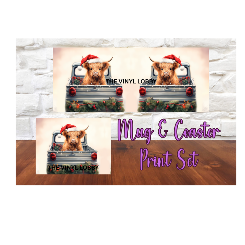 Sublimation Mug Print with Coaster Print -Christmas Highlander