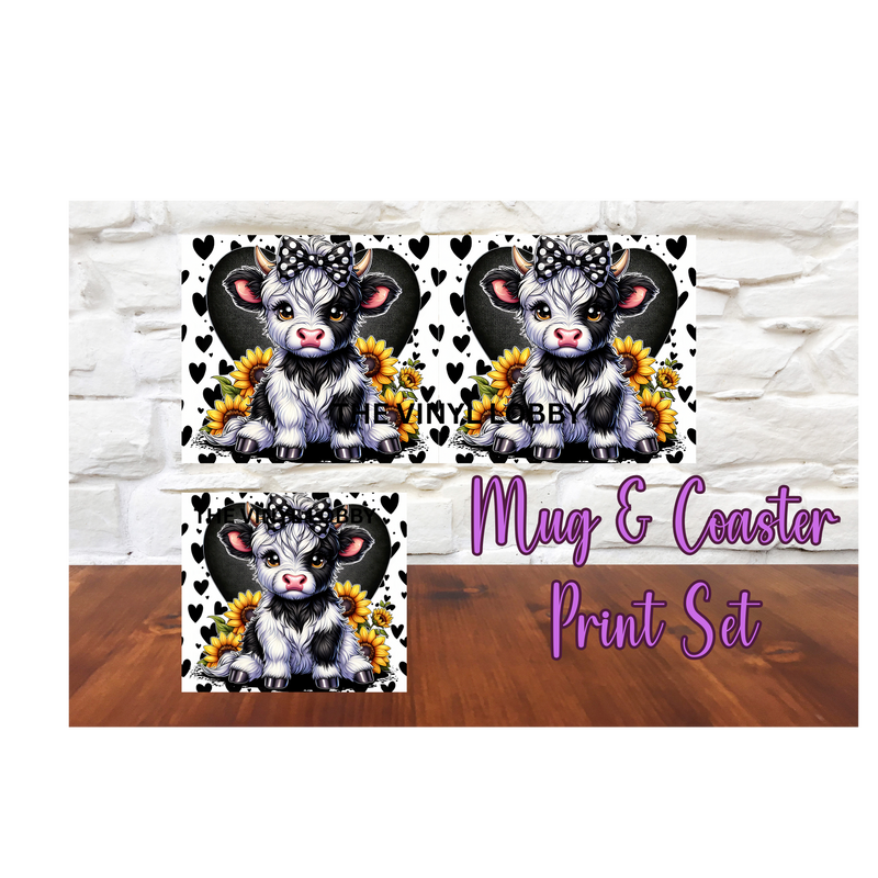 Sublimation Mug Print with Coaster Print - Sunflower Cow