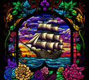 Stained Glass Ship 20oz Skinny Tumbler Printed Paper