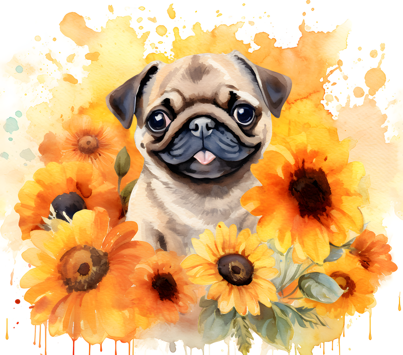 Dog Lovers Pug Puppy 20oz Skinny Tumbler Printed Paper