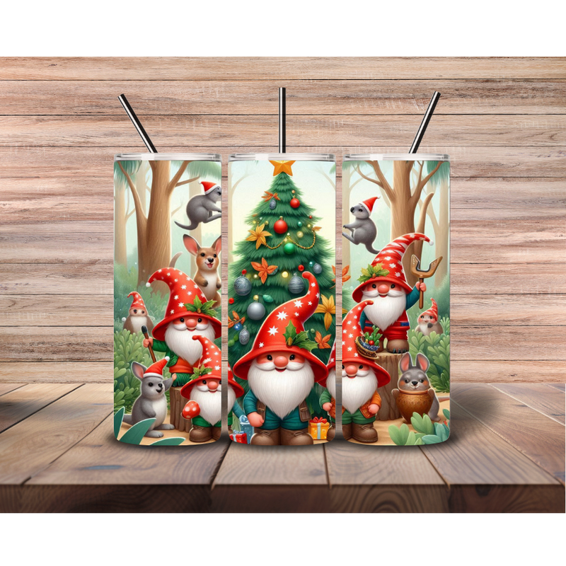 Aussie Christmas Gnome 20oz Skinny Tumbler Printed Paper