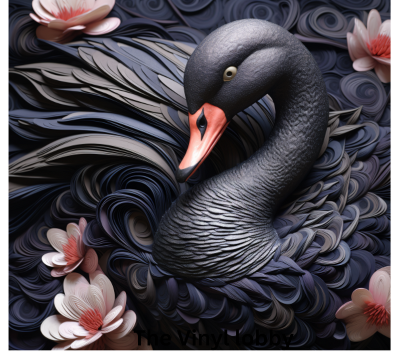 3D Black Swan 20oz Skinny Tumbler Printed Paper