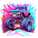 DTF Transfer Sheet - Blue/Purple Monster Truck