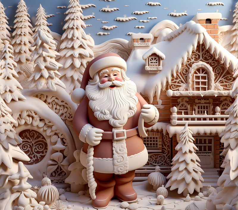 3D Santa gingerbread house 20oz Skinny Tumbler Printed Paper