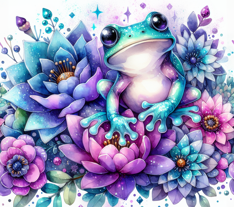 Floral Frog Skinny Tumbler Printed Paper