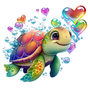 DTF Transfer Sheet - Turtle Hearts