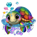 DTF Transfer Sheet - Floating Turtle Hearts