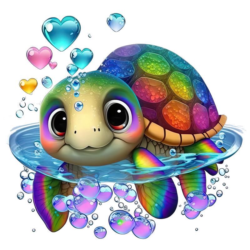 DTF Transfer Sheet - Floating Turtle Hearts