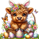 DTF Transfer Sheet - Cute Easter Highlander Cow