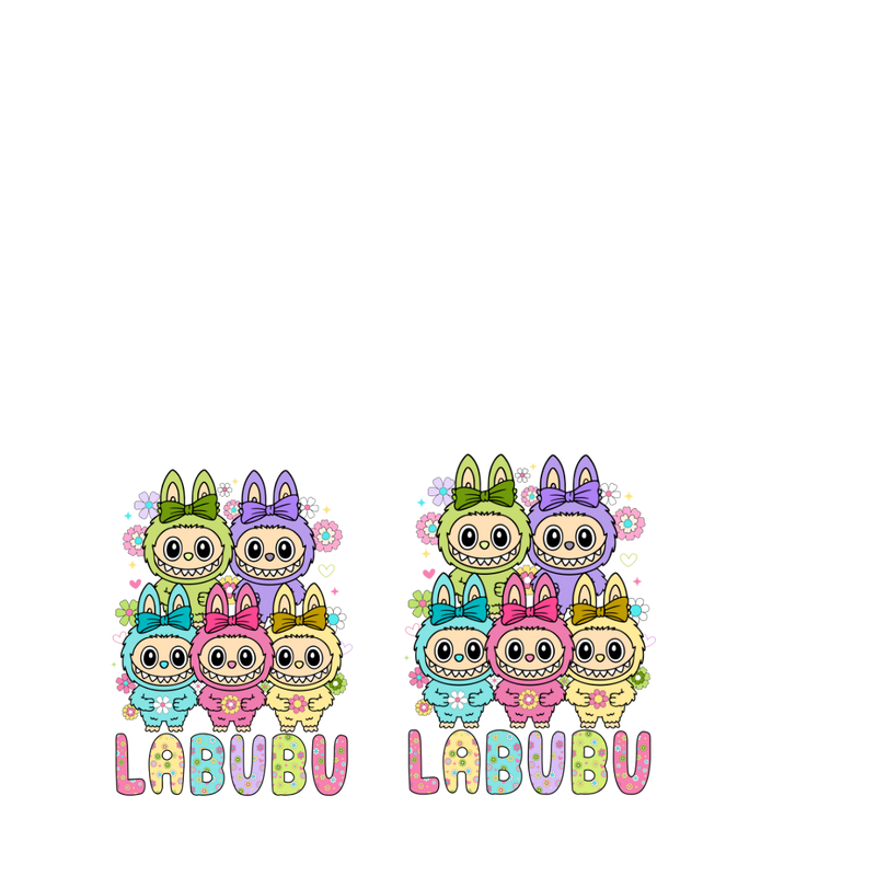 Sublimation Print to fit Sublimation Rectangle hardwood Keyrings - Labubu
