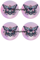 Car Coaster Sublimation Prints - Lilac Purple Skull Butterfly