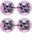 Car Coaster Sublimation Prints - Lilac Purple Skull Butterfly
