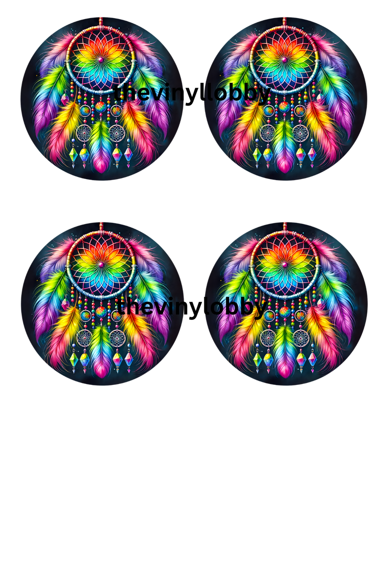 Car Coaster Sublimation Prints - Colourful Dreamcatcher