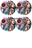 Car Coaster Sublimation Prints Floral Tattooed Lady
