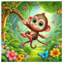 Swinging Monkey 12oz Flip Top Bottle Sublimation Design