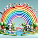 Rainbow Animals 12oz Flip Top Bottle Sublimation Design