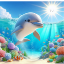 Swimming Dolphin 12oz Flip Top Bottle Sublimation Design