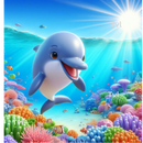 Swimming Dolphin 12oz Flip Top Bottle Sublimation Design