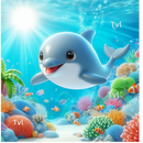 Swimming Dolphin 12oz Flip Top Bottle Sublimation Design