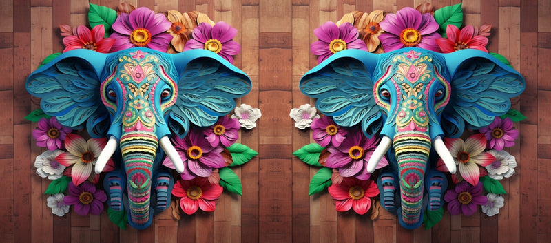 3D Wooden Floral Elephant Sublimation Paper for 11oz mug