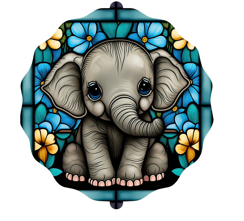 Stained Glass Elephant Wind Spinner design to fit an 8' Spinner.