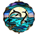 Stained Glass Moon Dolphin Wind Spinner design to fit an 8' Spinner.