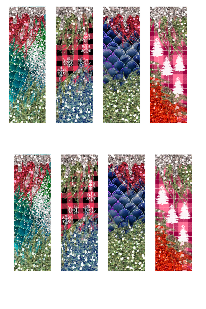 Sublimation Pen Wrap -Sparkle Glitter Tree Plaid