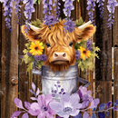 Purple Floral Highlander Cow Print 20oz Skinny Tumbler Printed Paper