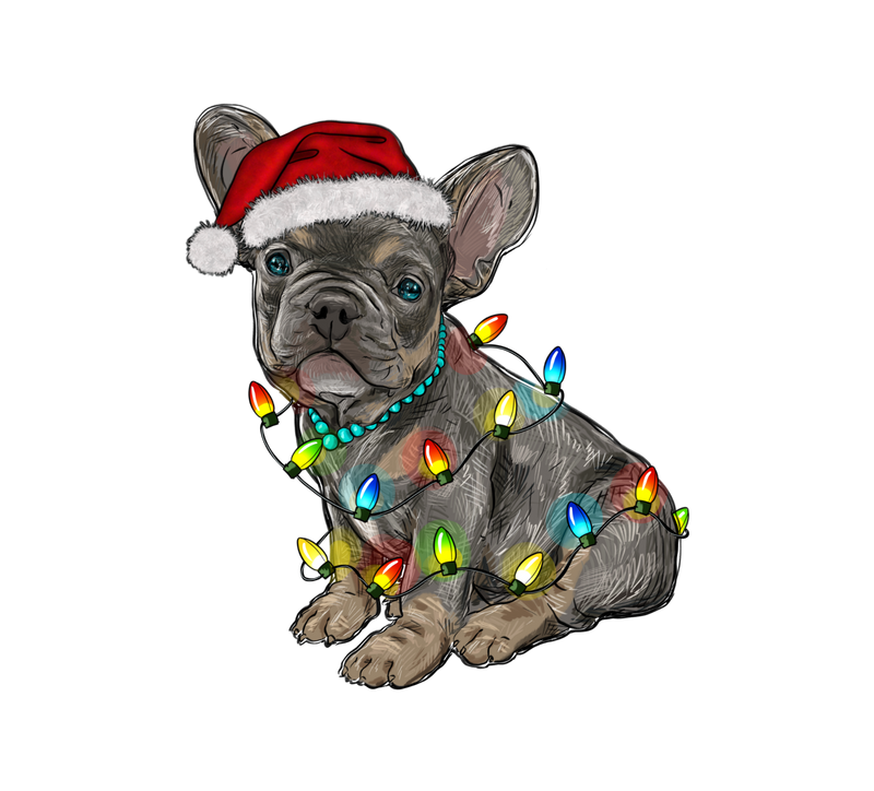 Transfer Sheet - French Bulldog Christmas