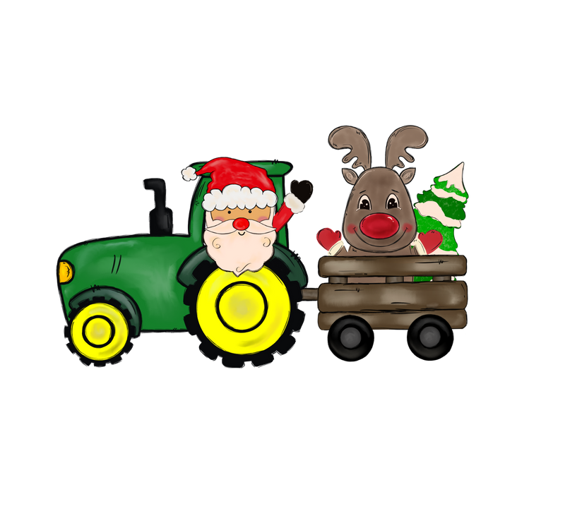 DTF Transfer Sheet - Kids Tractor Christmas