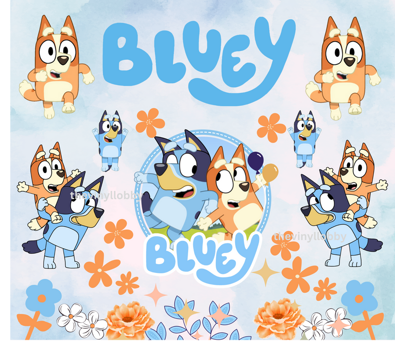 Floral Dog 20oz Skinny Tumbler Printed Paper