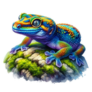 DTF Transfer Sheet - Rainbow Gecko on a Rock