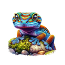 DTF Transfer Sheet - Rainbow Gecko on a Rock