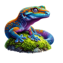 DTF Transfer Sheet - Rainbow Gecko on a Rock