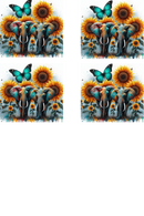 Teal Butterfly Elephant - Sublimation Coaster Prints 4 Per Pkt 4"x4"