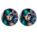 5cm Round Keyring Print -Green Tattoo Lady