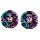 5cm Round Keyring Print - Teal/Purple Tattoo Lady