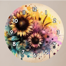 Round Clock UV DTF Print - Bright Sunflowers