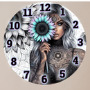 Round Clock Sublimation Print- Tattoo Lady