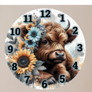 Round Clock Sublimation Print - H - Cow