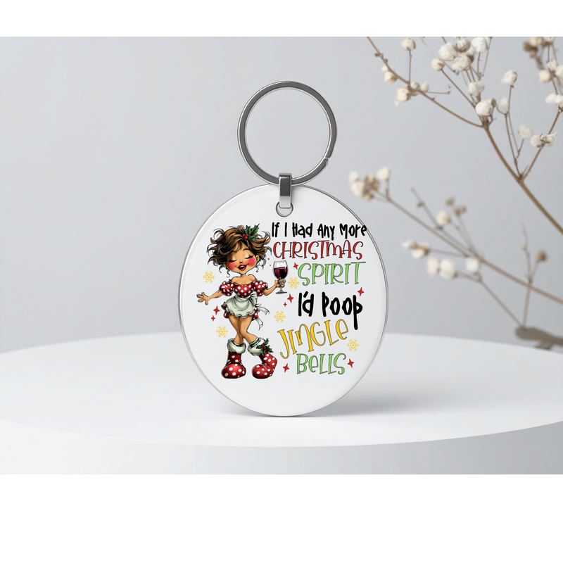 5cm Round Keyring Print - Christmas Spirit