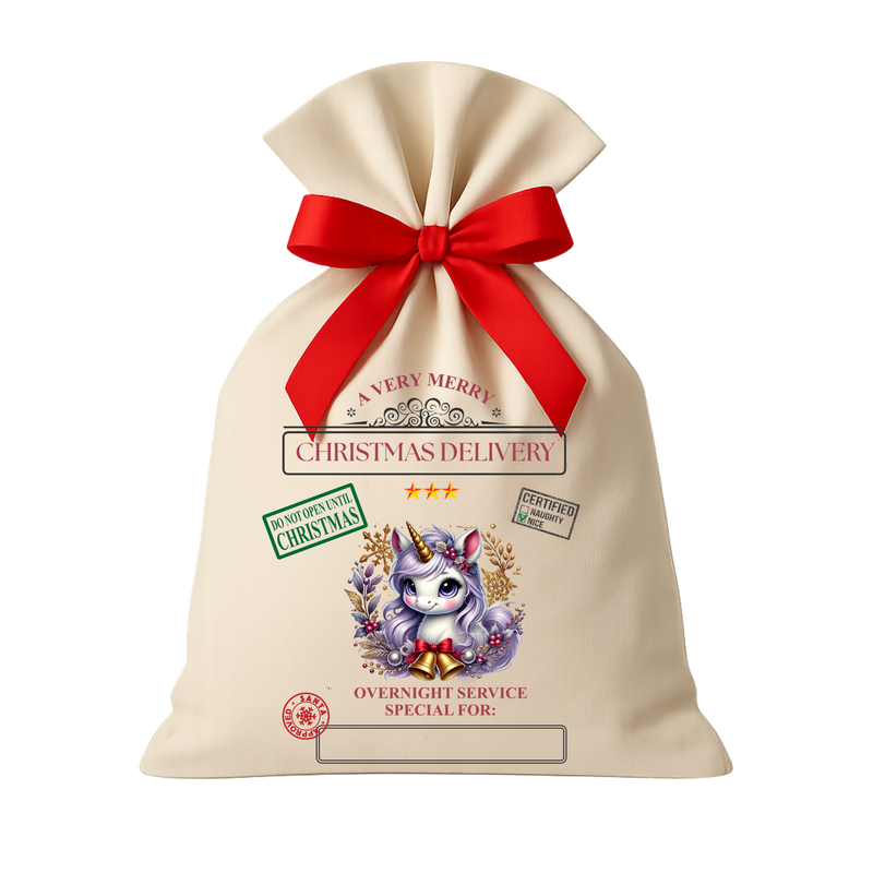 Santa Sack DTF Print - Unicorn