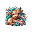 DTF Transfer Sheet - Teal Cute Cow