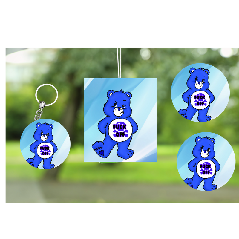 Naughty Care bear  - Keyring, Air freshener and Car Coaster Prints