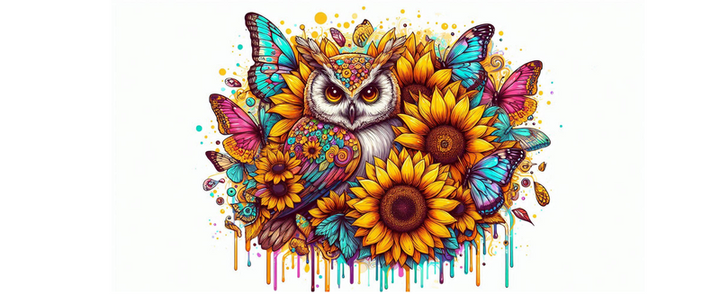 Butterfly Owl  Printed Sublimation Paper for 11oz mug.