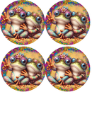 Frogs Round Coaster Sublimation Prints 4 Per Sheet