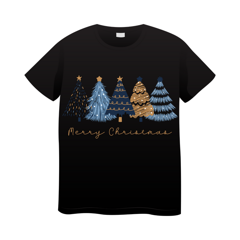 DTF Transfer Sheet - Blue Gold Christmas Tree